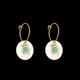 Stainless Steel Sunflower Shell Hoop Earrings