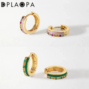 DPLAOPA 925 Silver Single Hoops Enamel Piercing Clips Earrings