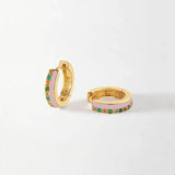 DPLAOPA 925 Silver Single Hoops Enamel Piercing Clips Earrings