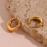 Hollow Light 18K Plated Steel Hoop Earrings For Women