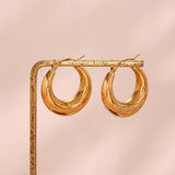 Hollow Light 18K Plated Steel Hoop Earrings For Women