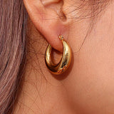 Hollow Light 18K Plated Steel Hoop Earrings For Women