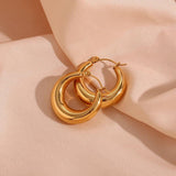 Hollow Light 18K Plated Steel Hoop Earrings For Women