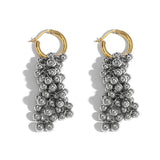 Silver Beads Tassel Hoop Earrings Detachable Pendientes Gift