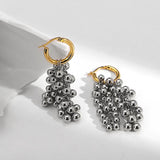 Silver Beads Tassel Hoop Earrings Detachable Pendientes Gift