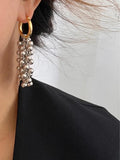 Silver Beads Tassel Hoop Earrings Detachable Pendientes Gift