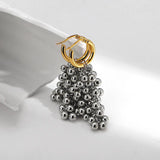 Silver Beads Tassel Hoop Earrings Detachable Pendientes Gift