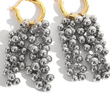 Silver Beads Tassel Hoop Earrings Detachable Pendientes Gift