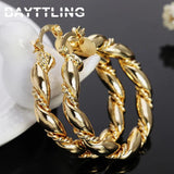 Silver Fine Gold/Rose Twisted Hoop Earrings For Lady