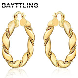 Silver Fine Gold/Rose Twisted Hoop Earrings For Lady
