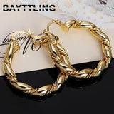 Silver Fine Gold/Rose Twisted Hoop Earrings For Lady
