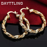 Silver Fine Gold/Rose Twisted Hoop Earrings For Lady