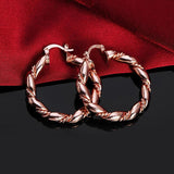 Silver Fine Gold/Rose Twisted Hoop Earrings For Lady
