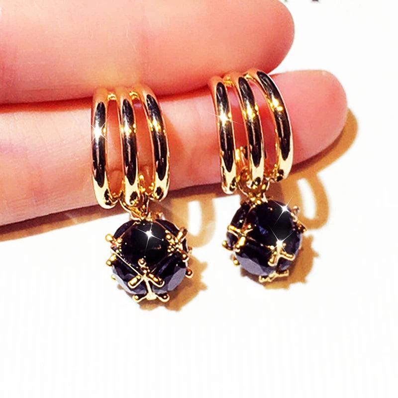 Geometric Zircon Inlay Earrings, Elegant Gift for Women