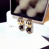 Geometric Zircon Inlay Earrings, Elegant Gift for Women