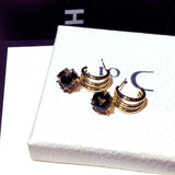 Geometric Zircon Inlay Earrings, Elegant Gift for Women