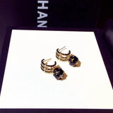 Geometric Zircon Inlay Earrings, Elegant Gift for Women
