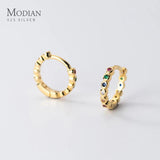 925 Silver Rainbow Zirconia Hoop Earrings Women Fine Jewelry