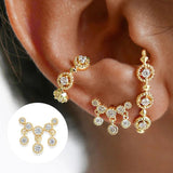 Crystal Zirconia Earrings Silver 925 Stud Earrings Cartilage Piercing Jewelry