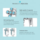 925 Silver Turquoise Cross Ear Buckles Hoop Earrings