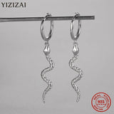 925 Silver Snake Hoop Earrings Gothic Punk Women Fine Accessories