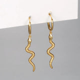 925 Silver Snake Hoop Earrings Gothic Punk Women Fine Accessories