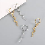 925 Silver Snake Hoop Earrings Gothic Punk Women Fine Accessories
