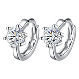925 Silver Round Zircon Hoop Earrings Women's Jewelry Gift