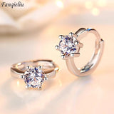 925 Silver Round Zircon Hoop Earrings Women's Jewelry Gift