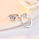 925 Silver Round Zircon Hoop Earrings Women's Jewelry Gift