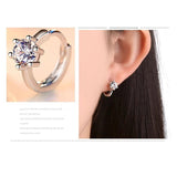 925 Silver Round Zircon Hoop Earrings Women's Jewelry Gift