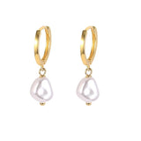 925 Silver Circle Pearl Hoop Earrings for Women