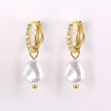 925 Silver Circle Pearl Hoop Earrings for Women