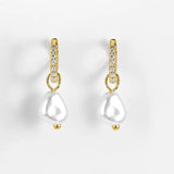 925 Silver Circle Pearl Hoop Earrings for Women