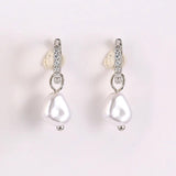 925 Silver Circle Pearl Hoop Earrings for Women