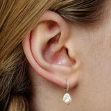 925 Silver Circle Pearl Hoop Earrings for Women