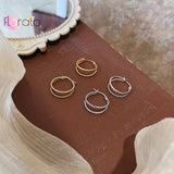 925 Silver Needle Double Layer Circle Hoop Earring CZ Crystal Huggie Jewelry
