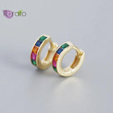 Geometric 925 Silver Circle Hoop Earrings for Women Punk Jewelry