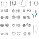 925 Silver Heart Hoop Earrings Sparkling Square DIY Jewelry