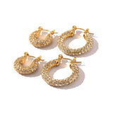 Uworld Pave Mini Martina Hoops -Gold Earring 18K PVD Plated Stainless Steel