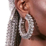 Baroque Rhinestone C-shaped Hoop Earrings Crystal Stacked Circle Earri