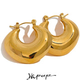 PVD Texture Hoop Earrings for Women