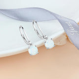 925 Silver Hoop Earrings with Fire Opal for Women