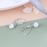 925 Silver Hoop Earrings with Fire Opal for Women