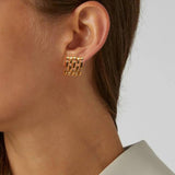 Classic Stainless Steel Square Stud Earrings - Hollow Weave Design