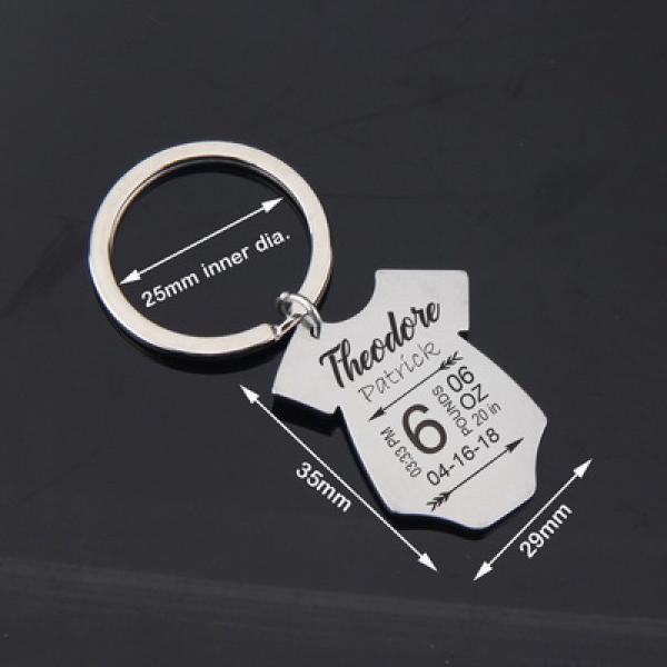 Birth Stats Keyring Baby Onesie Keychain