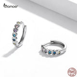 Rainbow Heart Earrings Colored Zircon 925 Sterling Silver