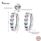 Rainbow Heart Earrings Colored Zircon 925 Sterling Silver