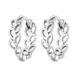 925 Sterling Silver Leaf Hoop Earrings All-match Jewelry
