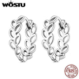 925 Sterling Silver Leaf Hoop Earrings All-match Jewelry